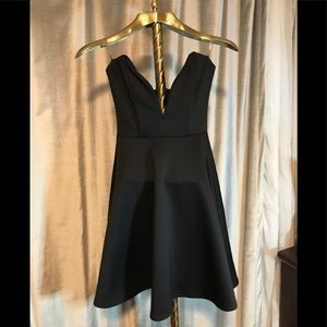 Black Deep V-Line Dress
